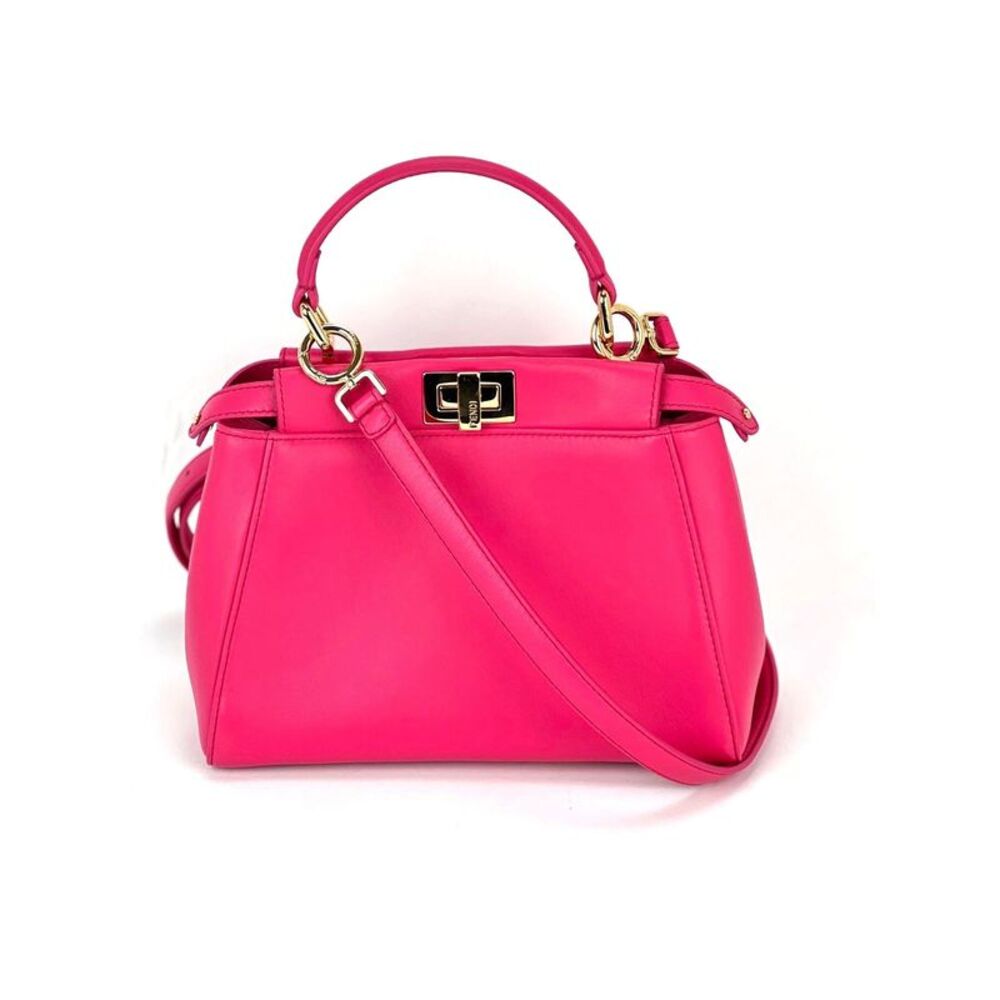Fendi Mini Peekaboo Pink Leather Shoulder Bag